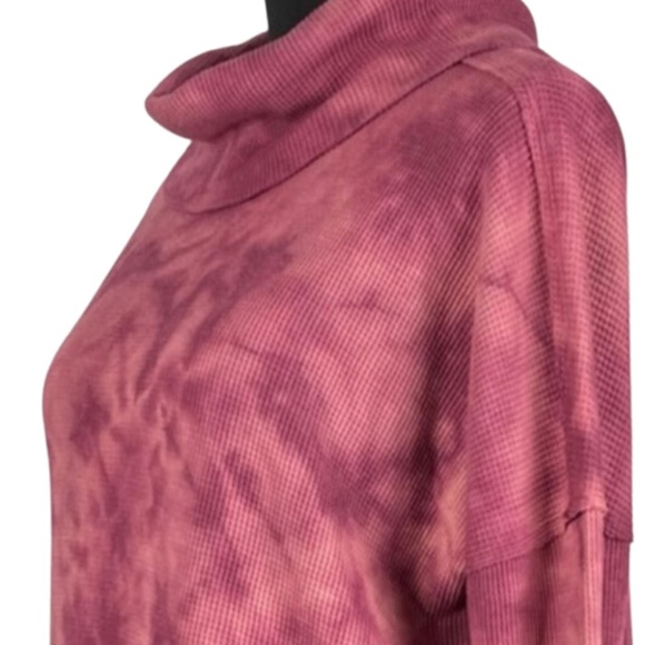 Maeve Waffle Knit Cowl Neck Thermal Tie Dye Long Sleeve Top size Small - Picture 5 of 9